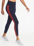 Old Navy Womens High-rise Side-stripe 7/8-length Compression Leggings For Women Navy Blue Size Xs