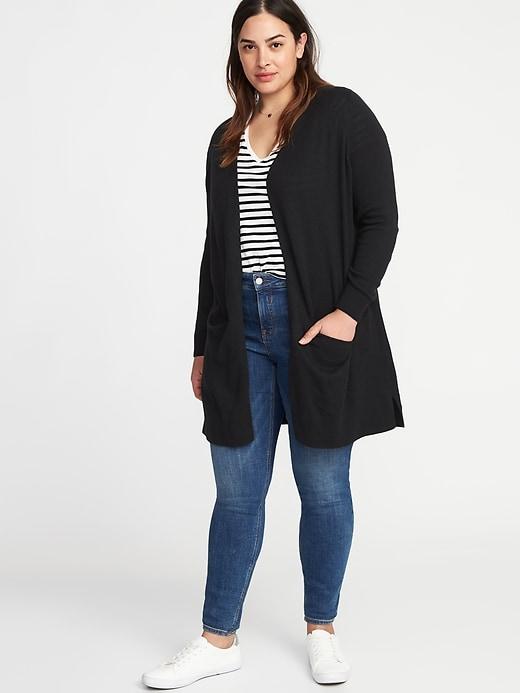 Old Navy Womens Long-line Plus-size Open-front Sweater Black Size 2x