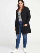 Old Navy Womens Long-line Plus-size Open-front Sweater Black Size 2x