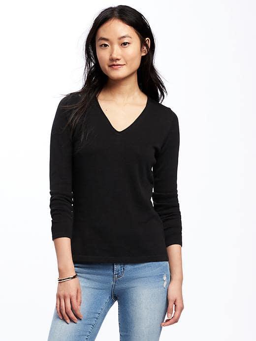 Old Navy Classic V Neck Sweater For Women - Blackjack