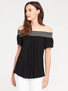 Old Navy Smocked Off The Shoulder Swing Top For Women - Black