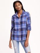 Old Navy Classic Flannel Shirt For Women - Softest Blue