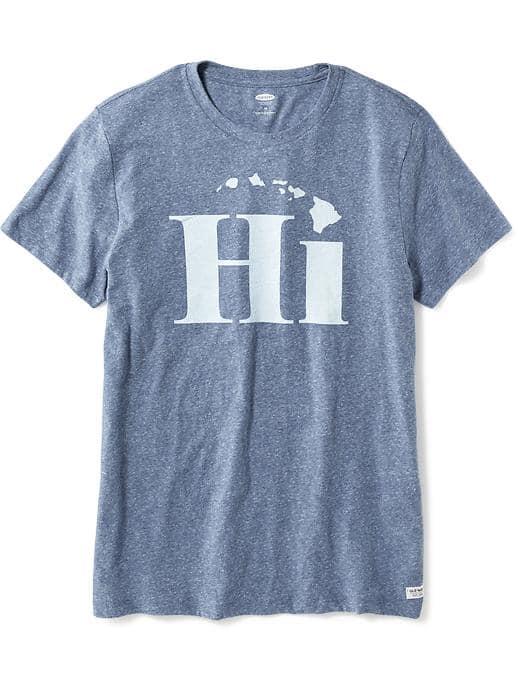 Old Navy Hi Hawaii Tee For Men - True Blue Dusty