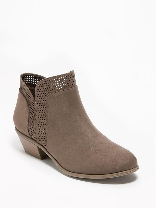 Old Navy Womens Perforated Faux-suede Ankle Boots For Women Dark Taupe Size 10