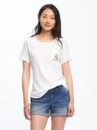 Old Navy Relaxed Crew Neck Pocket Tee For Women - Bright White