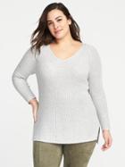 Old Navy Womens Plus-size Shaker-stitch Tunic Sweater Light Heather Gray Size 3x