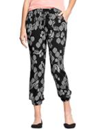 Old Navy Womens Drapey Cinched Pants 26 1/2&quot; - Black Paisley