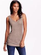 Old Navy Womens V Neck Tunic Tank Size M Tall - Heather Tan