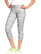 Old Navy Womens Active Printed Compression Capris 20&quot; - White Stripe