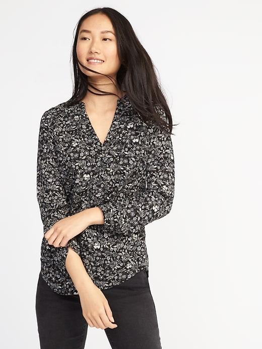 Old Navy Womens Relaxed Hi-lo Tunic For Women Black And White Floral Size Xxl