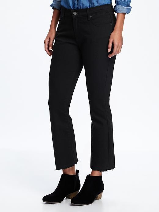 Old Navy Womens Black Flare Ankle Mid-rise Jeans For Women Black Size 0