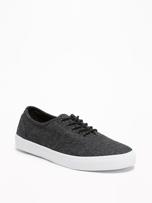 Old Navy Mens Lace-up Sneakers For Men Gray Herringbone Size 9