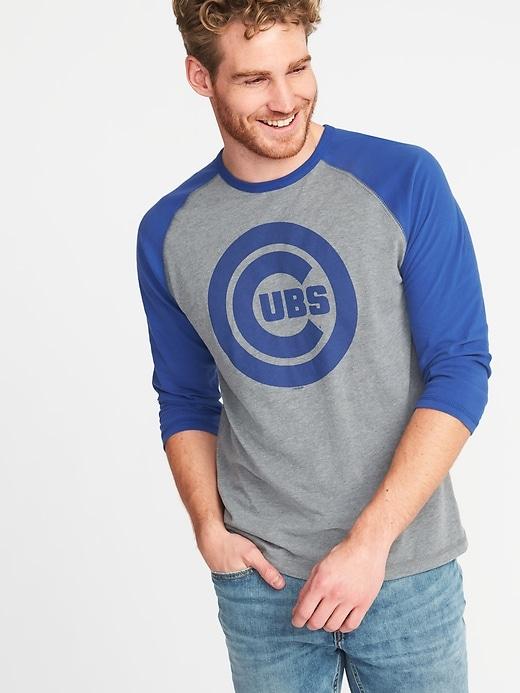 Old Navy Mens Mlb Team Raglan-sleeve Tee For Men Chicago Cubs Size L