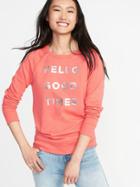 Old Navy Womens Relaxed Graphic Crew-neck Sweatshirt For Women Hello Good Times Size M