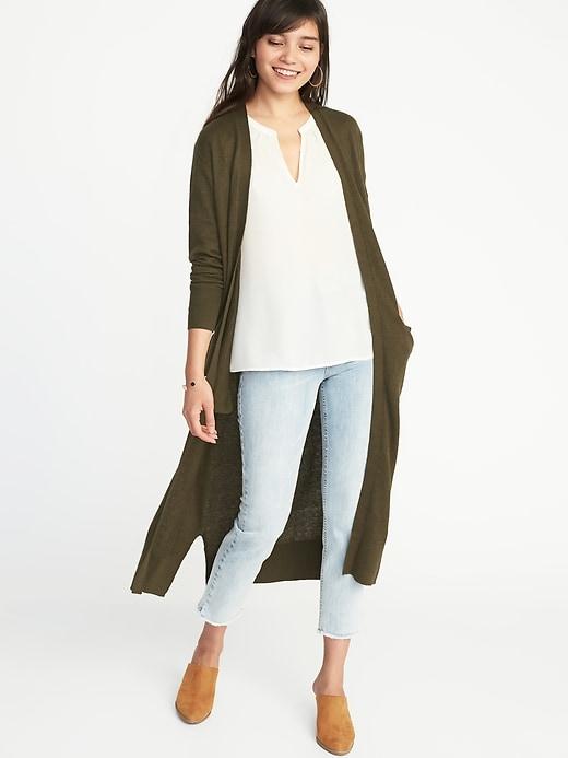 Old Navy Womens Super-long Open-front Sweater For Women Heather Green Size Xs