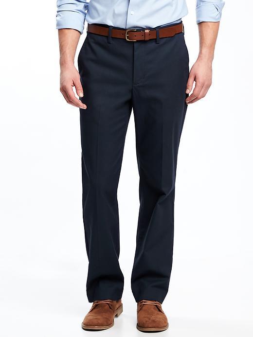 Old Navy Straight Signature Built In Flex Non Iron Khakis For Men - Classic Navy