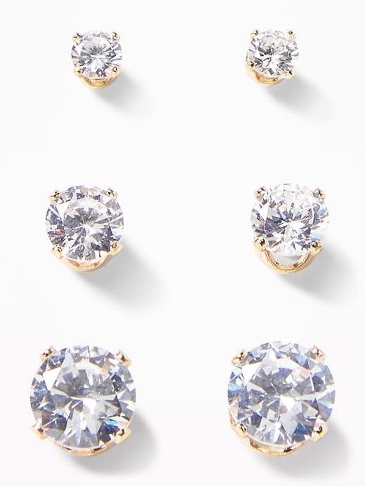 Cubic-zirconia Stud Earring 3-pack For Women