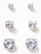 Cubic-zirconia Stud Earring 3-pack For Women