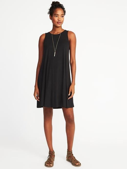 Old Navy Womens Jersey-knit Sleeveless Swing Dress For Women Black Size S