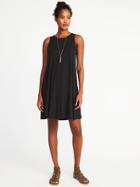 Old Navy Womens Jersey-knit Sleeveless Swing Dress For Women Black Size S
