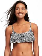 Old Navy Ruffle Trim Bandeau Bikini Top For Women - Black Animal