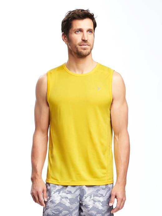 Old Navy Go Dry Performance Training Tank For Men - Mighty Lemon Poly