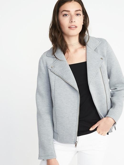 Old Navy Womens Fleece-knit Moto Jacket For Women Heather Gray Size M