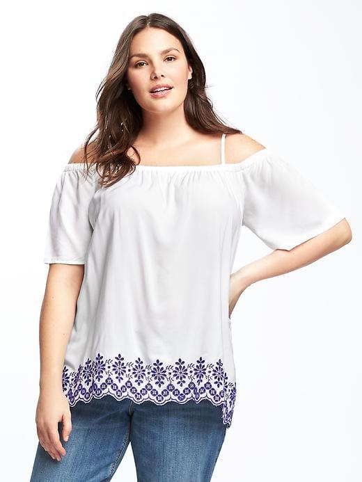 Old Navy Womens Plus-size Off-the-shoulder Swing Blouse Calla Lilies Size 2x