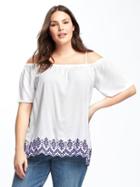 Old Navy Womens Plus-size Off-the-shoulder Swing Blouse Calla Lilies Size 2x