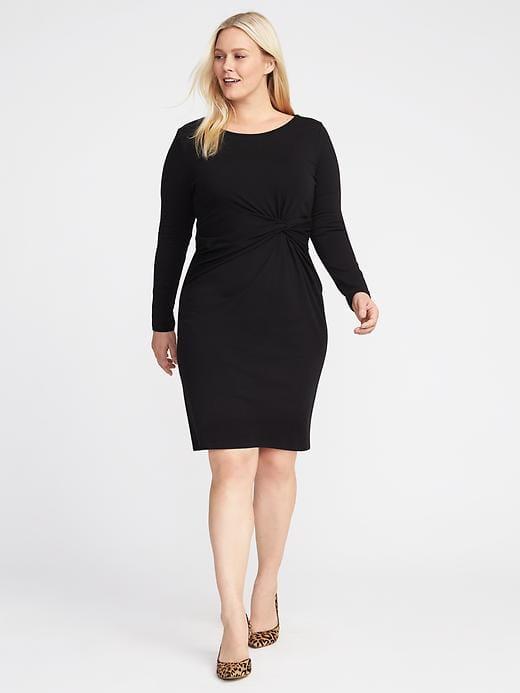 Old Navy Womens Twist-front Plus-size Bodycon Dress Black Size 4x