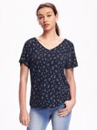 Old Navy Relaxed Tulip Sleeve Top For Women - Blue Floral