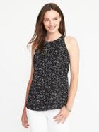Old Navy Womens Relaxed High-neck Tank For Women Black Print Size M