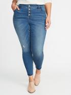 Old Navy Womens High-rise Secret-slim Plus-size Button-fly Rockstar Jeans Medium Wash Size 30