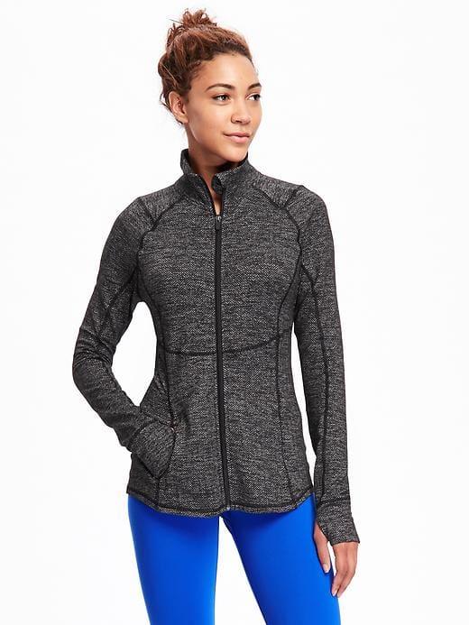 Old Navy Go Dry Cool Herringbone Compression Jacket For Women - Dark Herringbone Grey