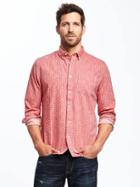 Old Navy Slim Fit Red Chambray Classic Shirt For Men - Red Chambray
