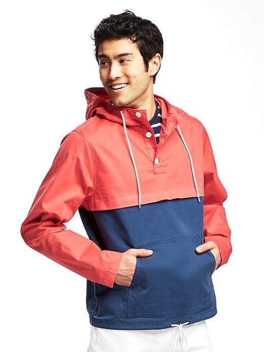 Old Navy Color Block Twill Pullover Hoodie For Men - Brick Of Time