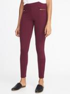 Old Navy Womens Stevie Ponte-knit Sueded-trim Zip-panel Pants For Women Maroon Jive Size Xs