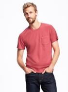 Old Navy Garment Dyed Crew Neck Pocket Tee For Men - Berry Red