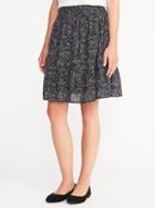 Old Navy Smocked Waist Circle Skirt For Women - Black Print