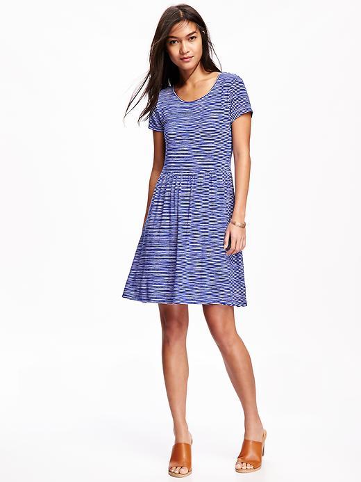 Old Navy Fit & Flare Jersey Dress For Women - Blue Stripe