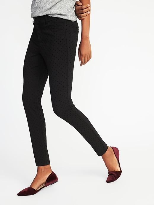 Old Navy Womens Mid-rise Ponte-knit Pixie Pants For Women Black Dots Size 2