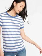 Old Navy Womens Slim-fit Striped Ringer Tee For Women Blue Stripe Size L