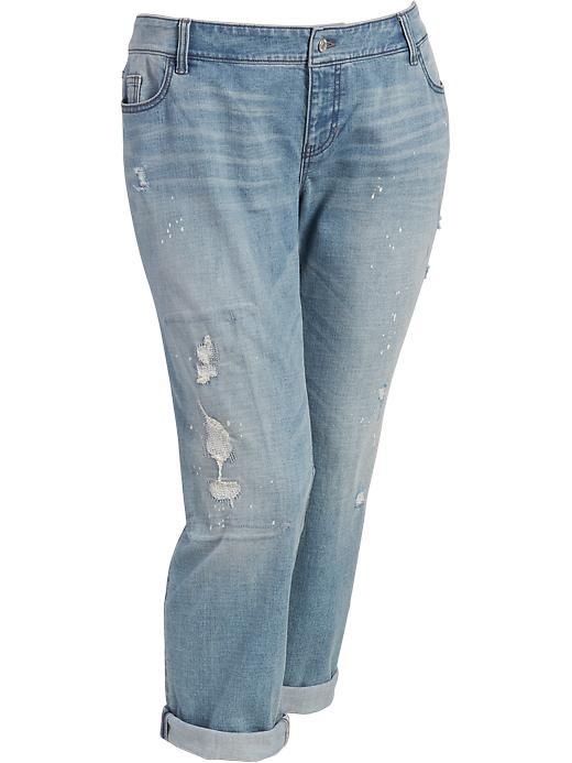Old Navy Womens Plus Boyfriend Skinny Jeans - Destructed Wash
