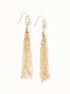 Old Navy Crystal Baguette Tassel Drop Earrings For Women - Gold