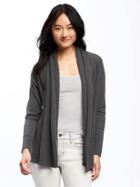 Old Navy Shawl Collar Open Front Cardi For Women - Dark Med Gray Heather