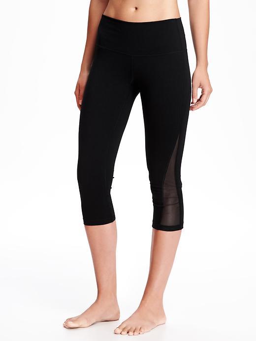 Old Navy Go Dry Mid Rise Mesh Yoga Crop For Women - Blackjack