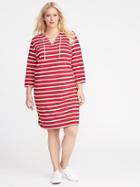 Old Navy Womens Plus-size Lace-up-yoke Shift Dress Red Stripe Size 1x