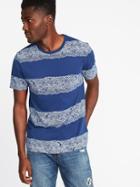 Old Navy Mens Soft-washed Printed Crew-neck Tee For Men Blue Wave Stripe Size Xl