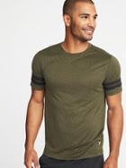 Old Navy Mens Go-dry Printed Sleeve-stripe Tee For Men Olive Size S