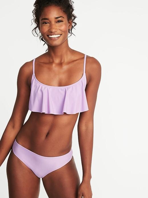 Old Navy Womens Ruffle-trim Swim Top For Women Light Purple Size L